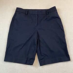 Talbots Perfect Short Womens Size 8 Navy Blue Chino Flat Front Pockets Shorts